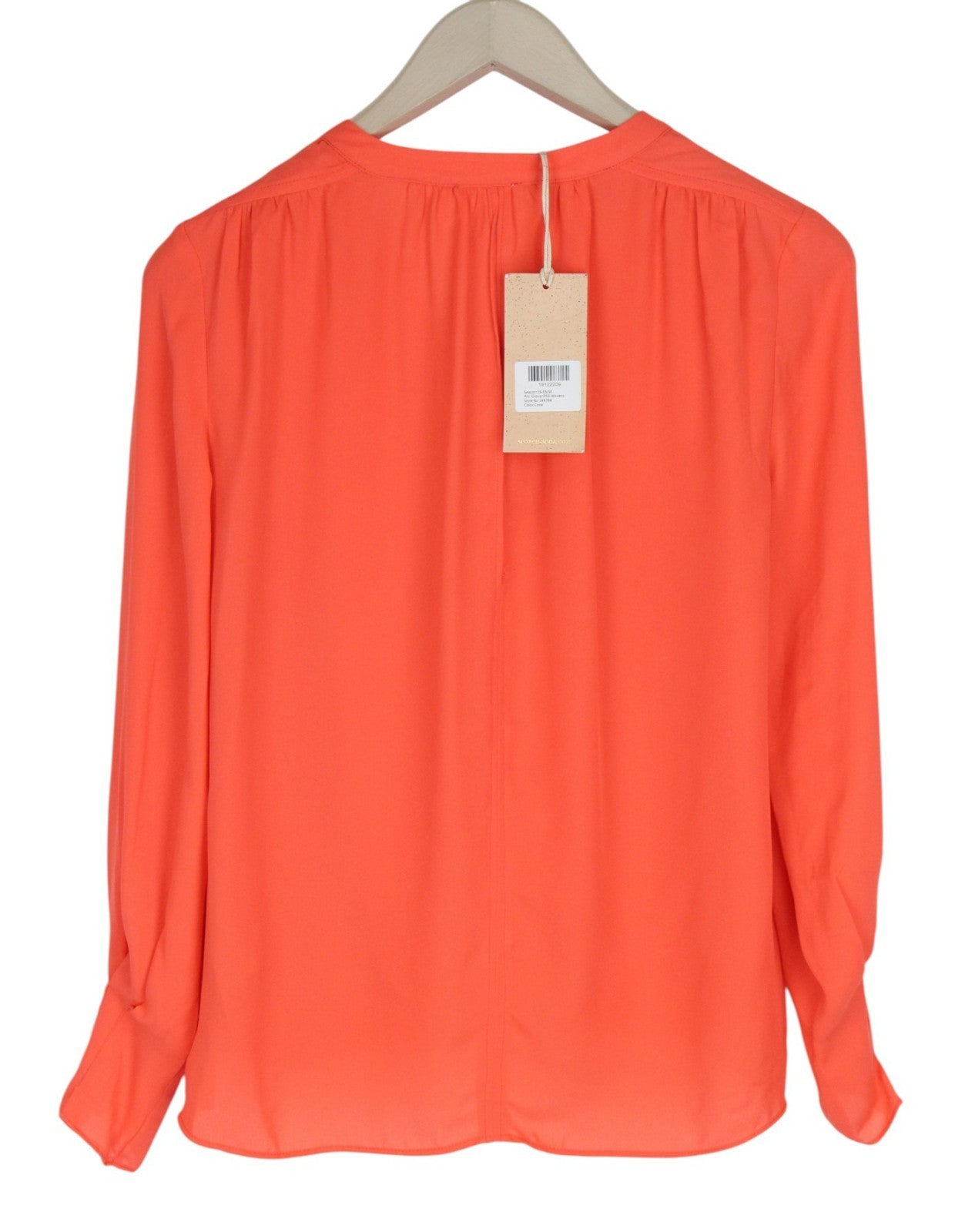 MAISON SCOTCH Women Blouse M Bright Orange Long Sleeved Wrappd V-Neck