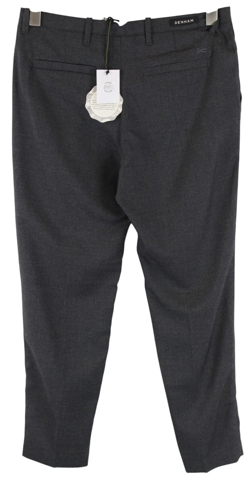 DENHAM Ocean Women Trousers S W30 Grey Stretch Pleated Front Formal Cropped