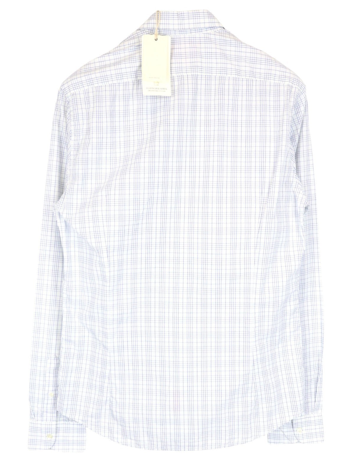 SCOTCH & SODA Men Shirt L Patch Pocket Button-Up Pure Cotton Checked Blue White