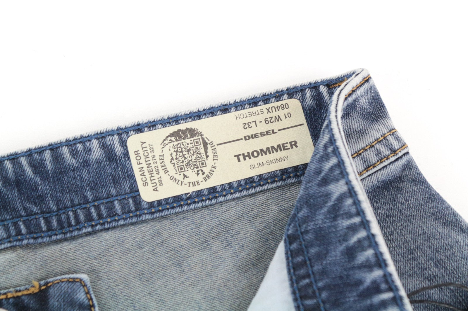 DIESEL Thommer 084UX Men Jeans W29/L33 Blue Stone Wash Slim-Skinny Stain Zip
