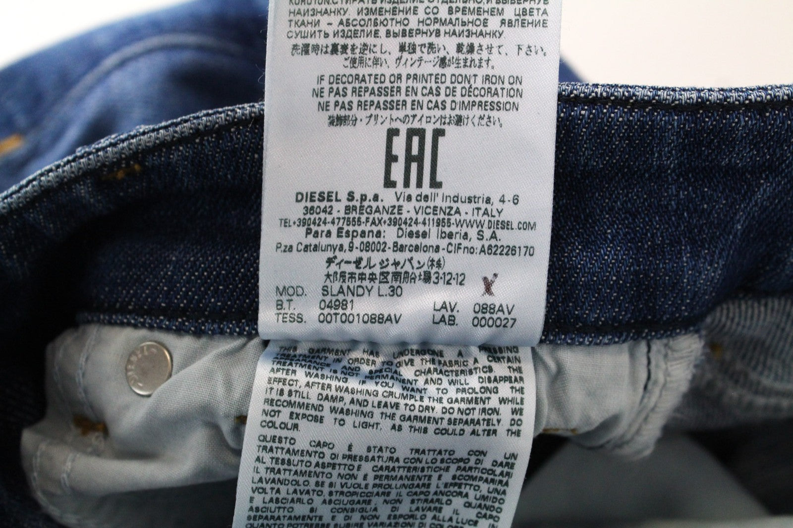 DIESEL Slandy 088AV Women Jeans W23/L30 Girls Super Slim-Skinny Stretch Blue