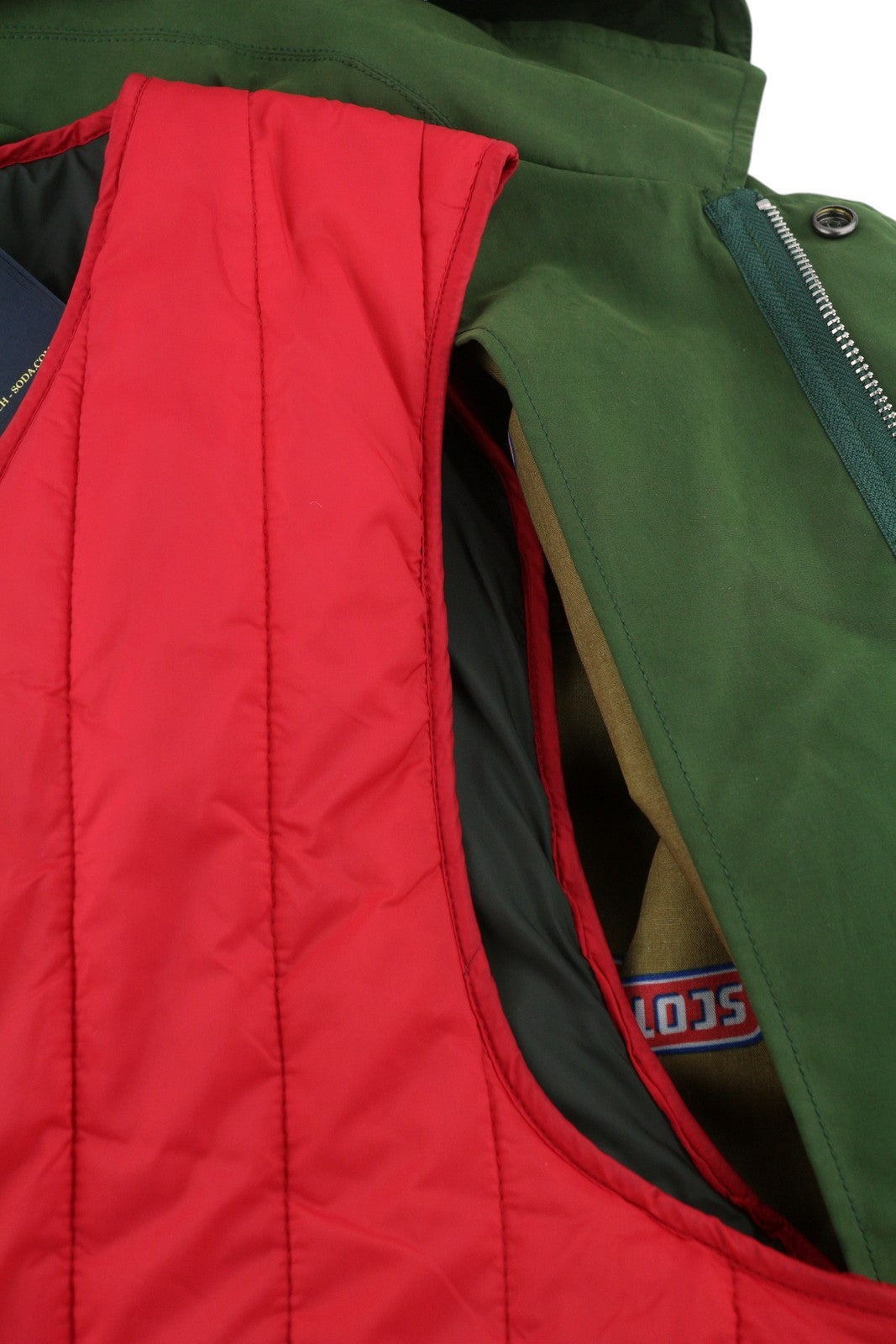 SCOTCH & SODA Men Jacket M Green Hooded Removable Lining 2in1 Parka