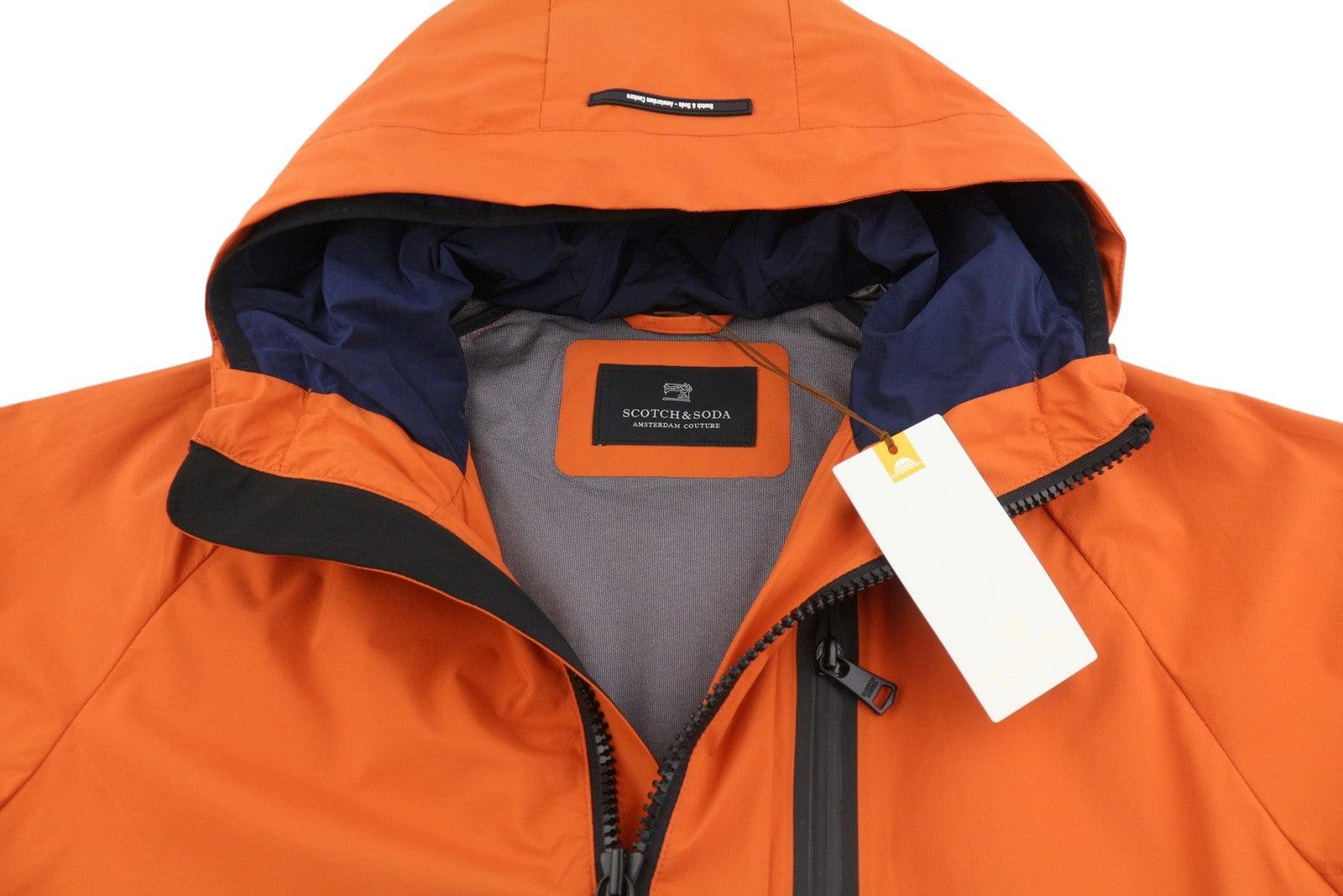SCOTCH & SODA Men Jacket M Orange Double Hood Water Repellent Lightweight