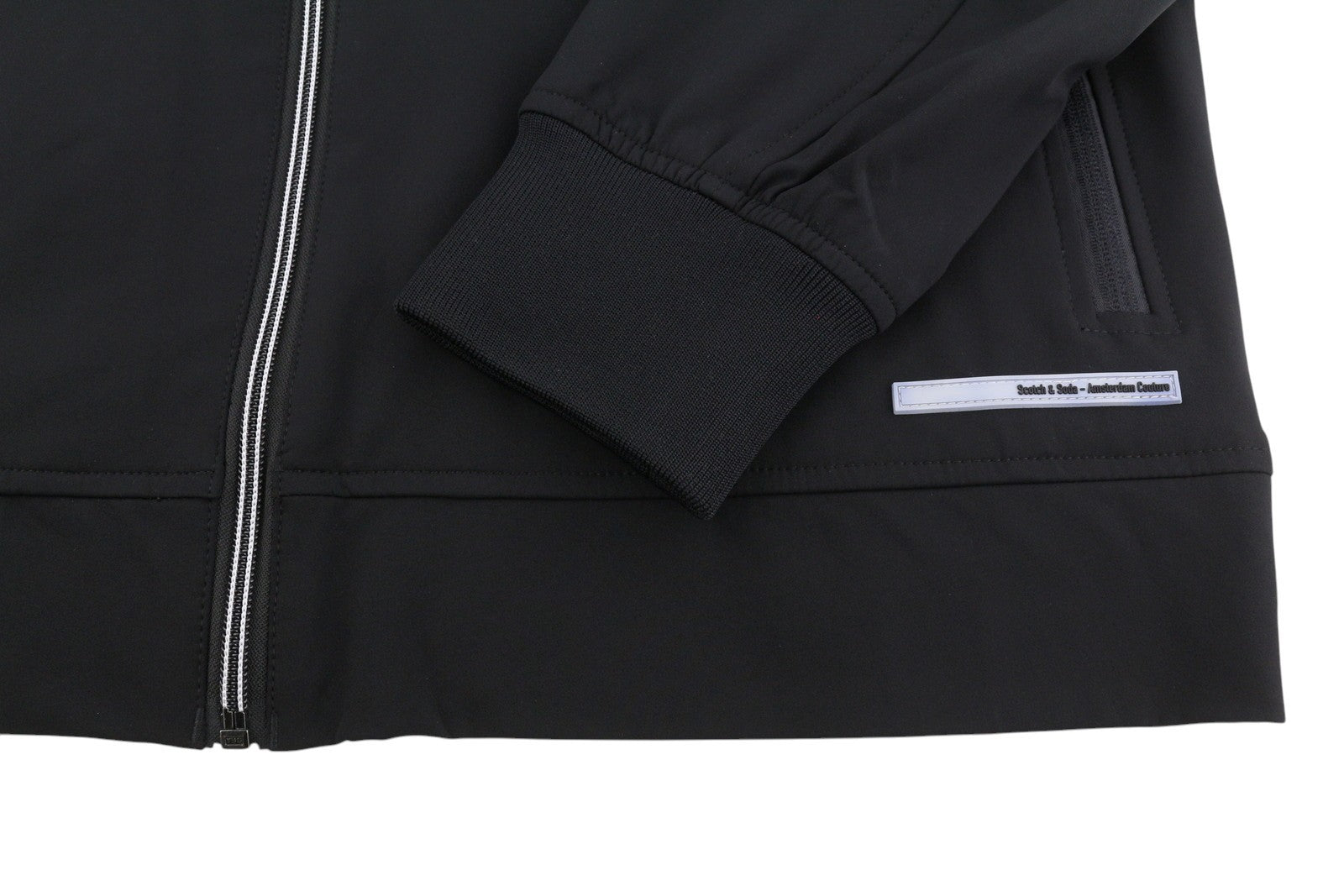 SCOTCH & SODA Men Jacket M Black Lined Hooded Full Zip Lightweight Bomber