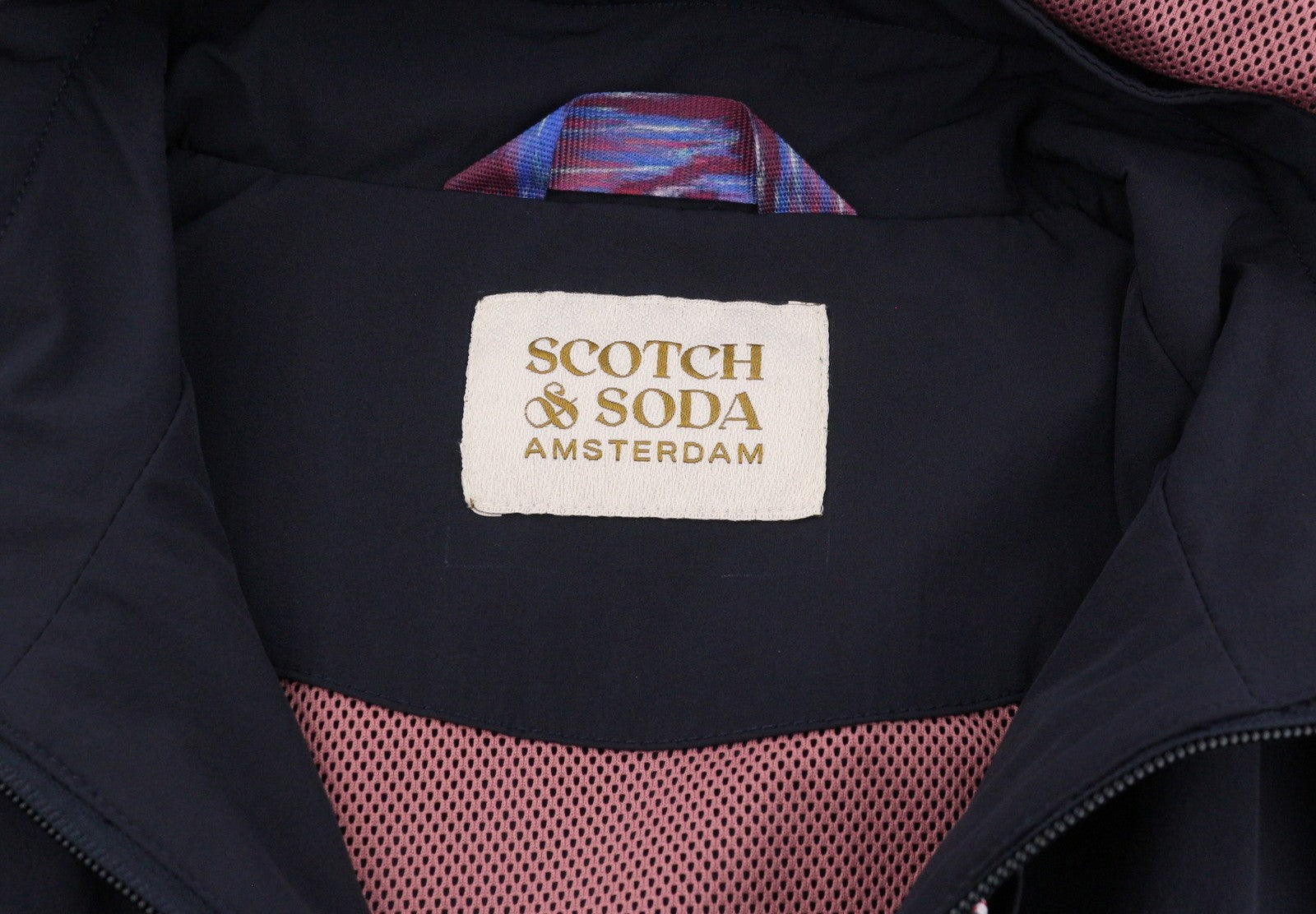 SCOTCH & SODA Men Jacket M Black Hooded Mesh Lined Full Zip Lightweight