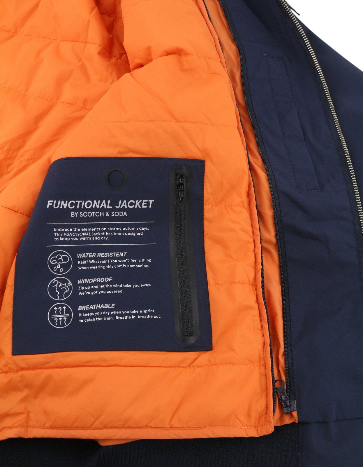 SCOTCH & SODA Men Jacket M Blue Water Resistant Windproof Breathable Bomber