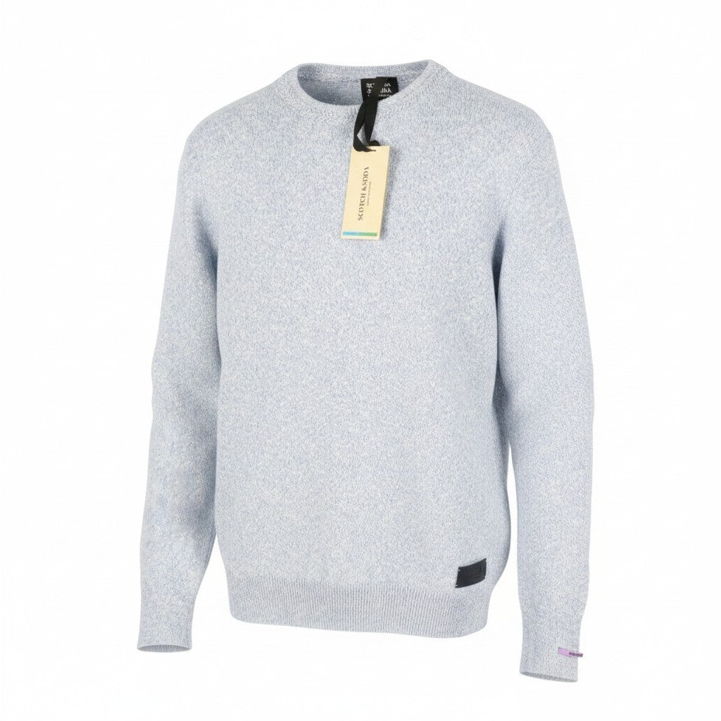 SCOTCH & SODA Men Jumper M Blue Melange Tight Knit Crew Neck Pull On
