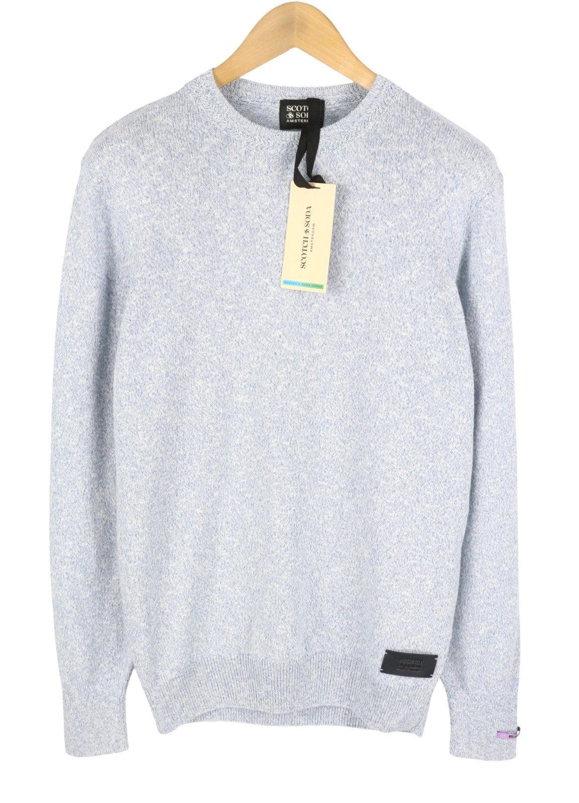 SCOTCH & SODA Men Jumper M Blue Melange Tight Knit Crew Neck Pull On