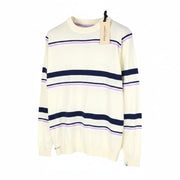 SCOTCH & SODA Men Jumper M White Striped Tight Knit Crew Neck Pull On