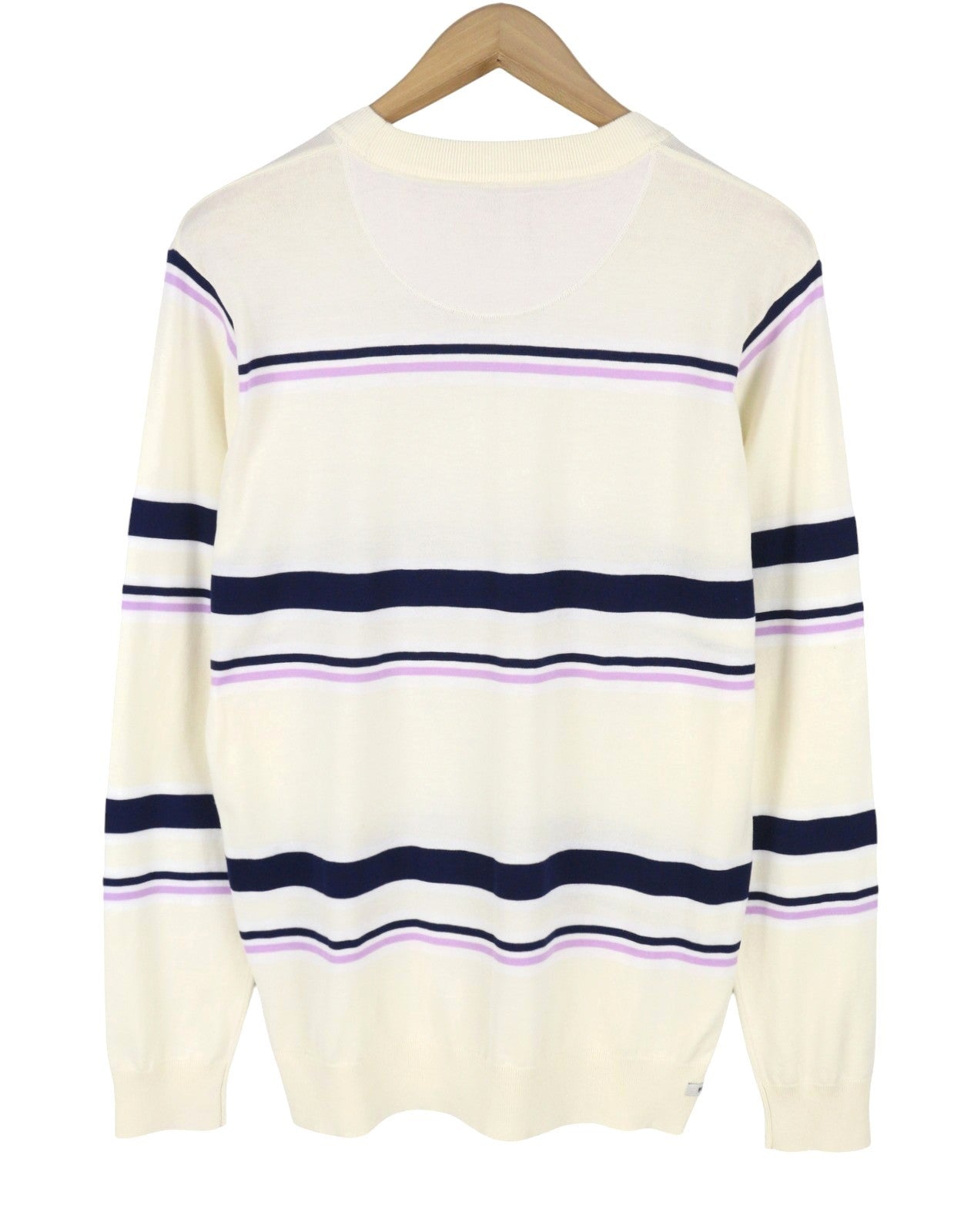 SCOTCH & SODA Men Jumper M White Striped Tight Knit Crew Neck Pull On