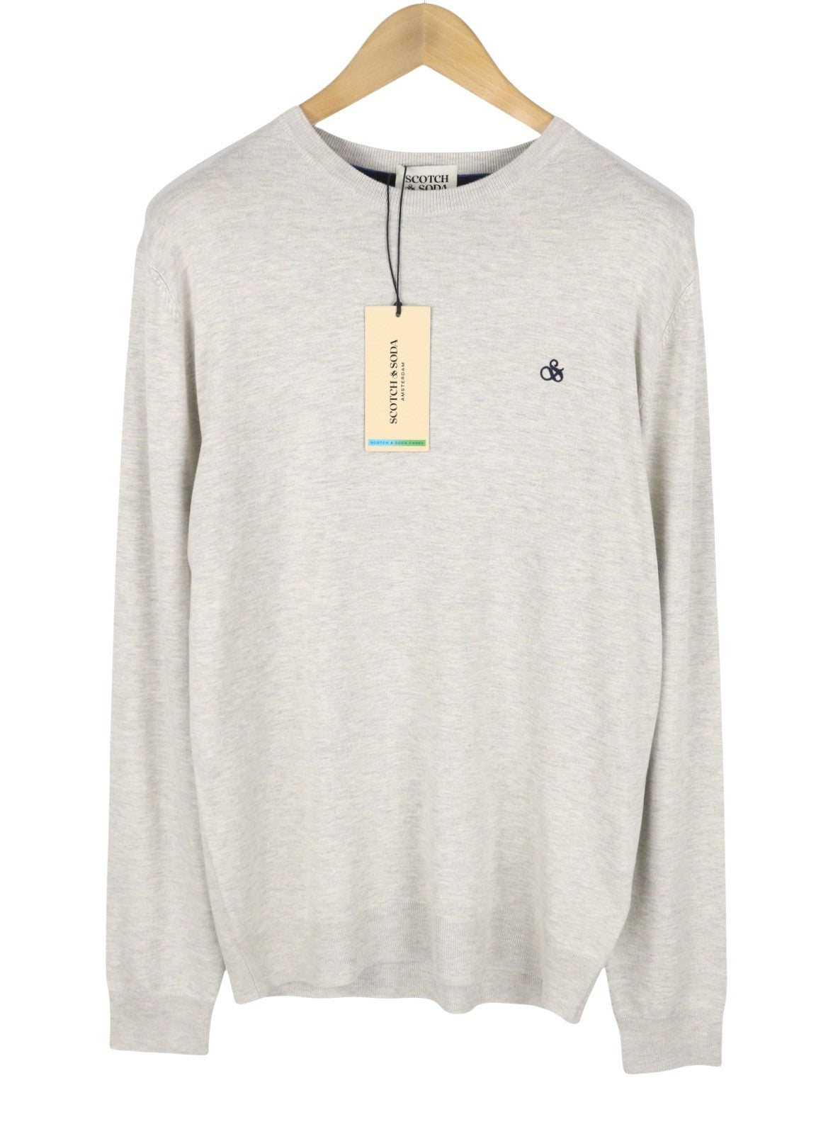 SCOTCH & SODA Men Jumper M Grey Melange Tight Knit Crew Neck Pull On