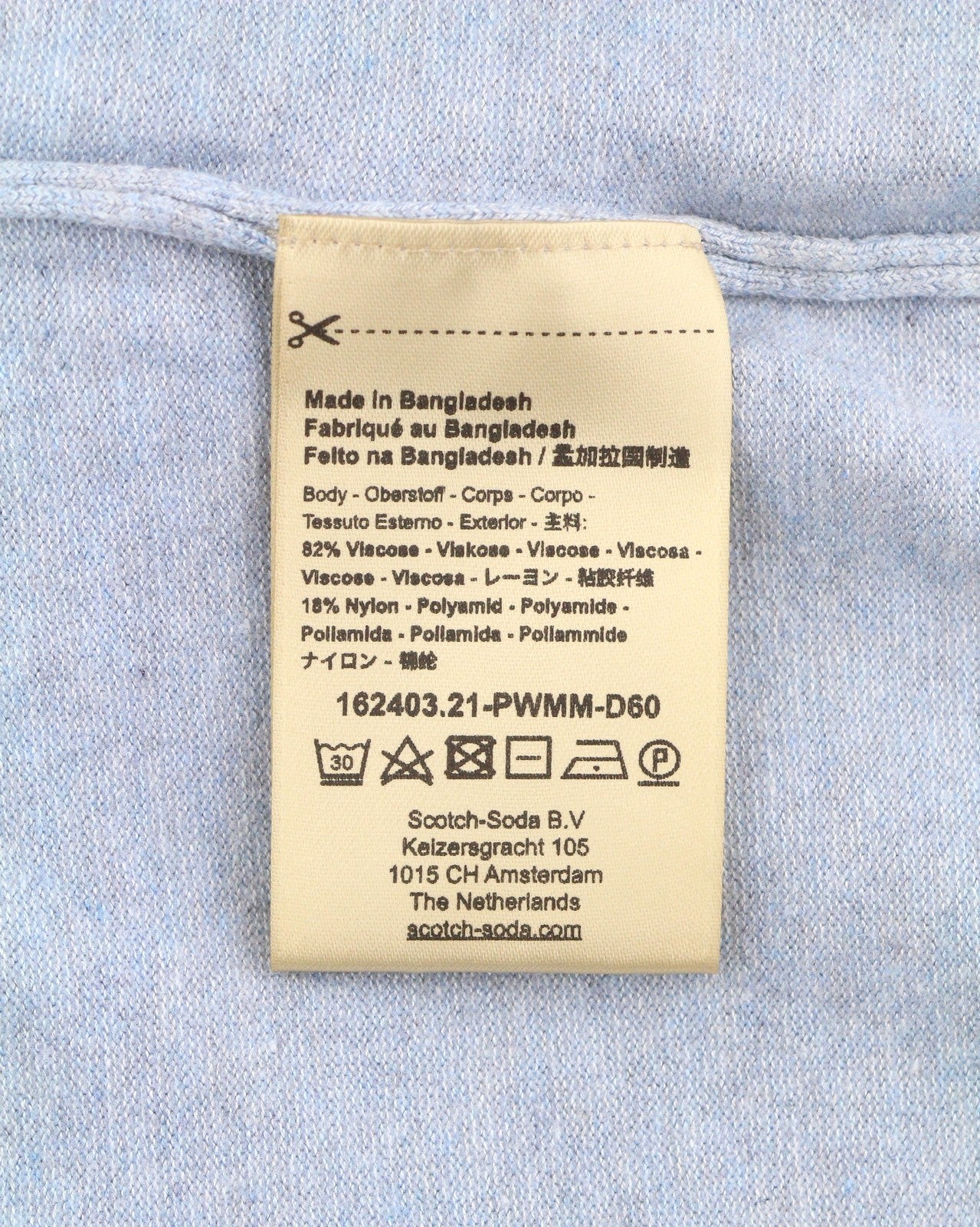 SCOTCH & SODA Men Jumper M Blue Melange Tight Knit Crew Neck Stretch Pull On