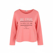 BLACKOUT DNN Marina Women Sweatshirt M Pink Patterned Round Neck Pull On