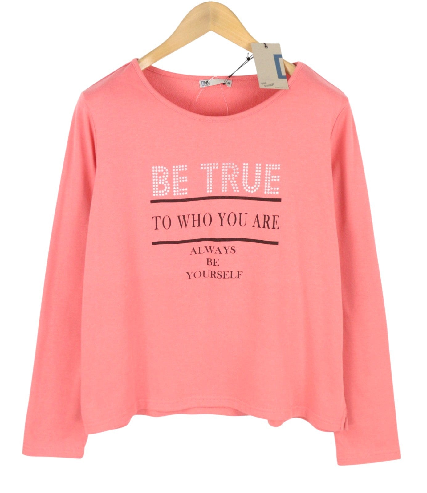 BLACKOUT DNN Marina Women Sweatshirt M Pink Patterned Round Neck Pull On