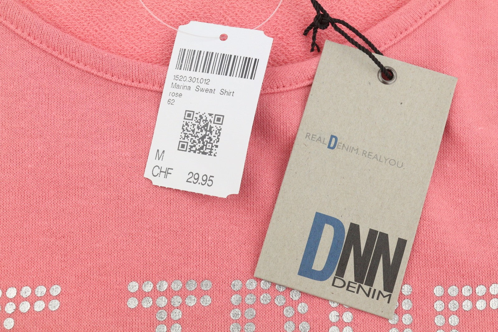 BLACKOUT DNN Marina Women Sweatshirt M Pink Patterned Round Neck Pull On