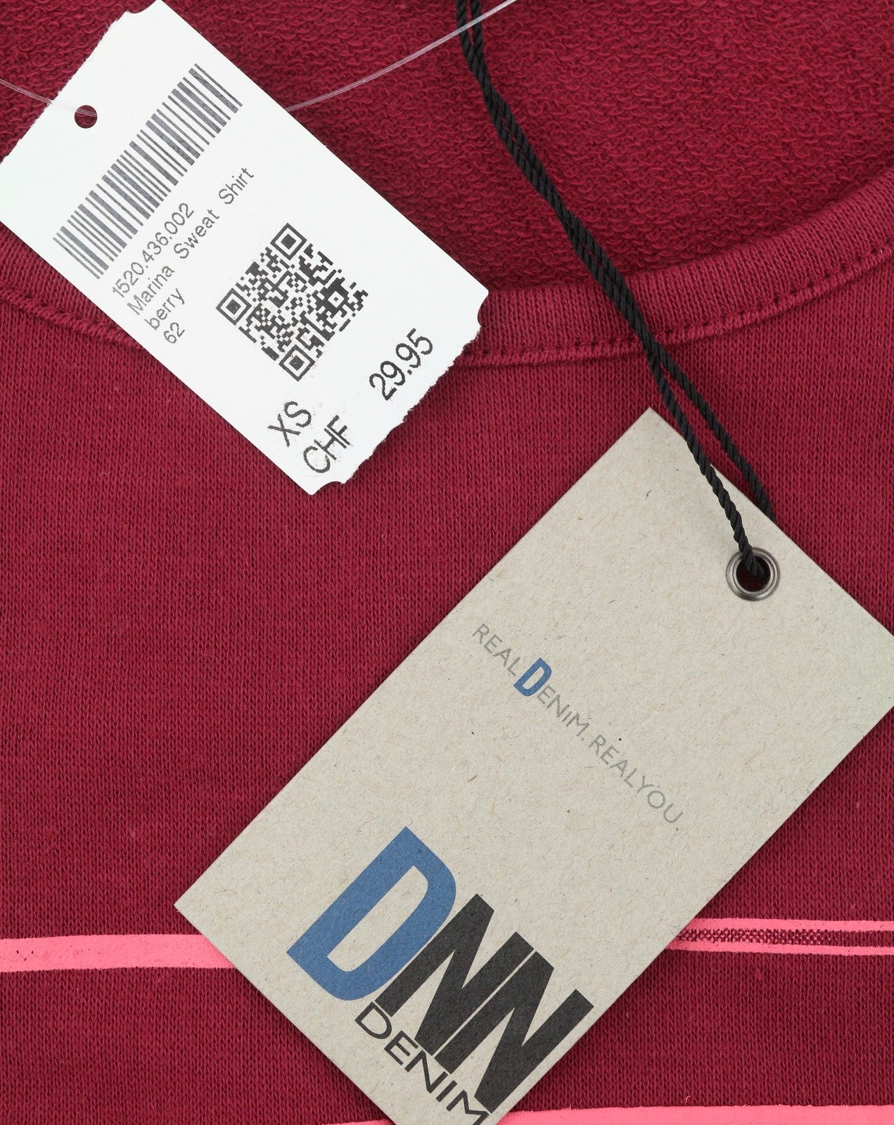 BLACKOUT DNN Marina Women Sweatshirt XS Red Patterned Round Neck Pull On