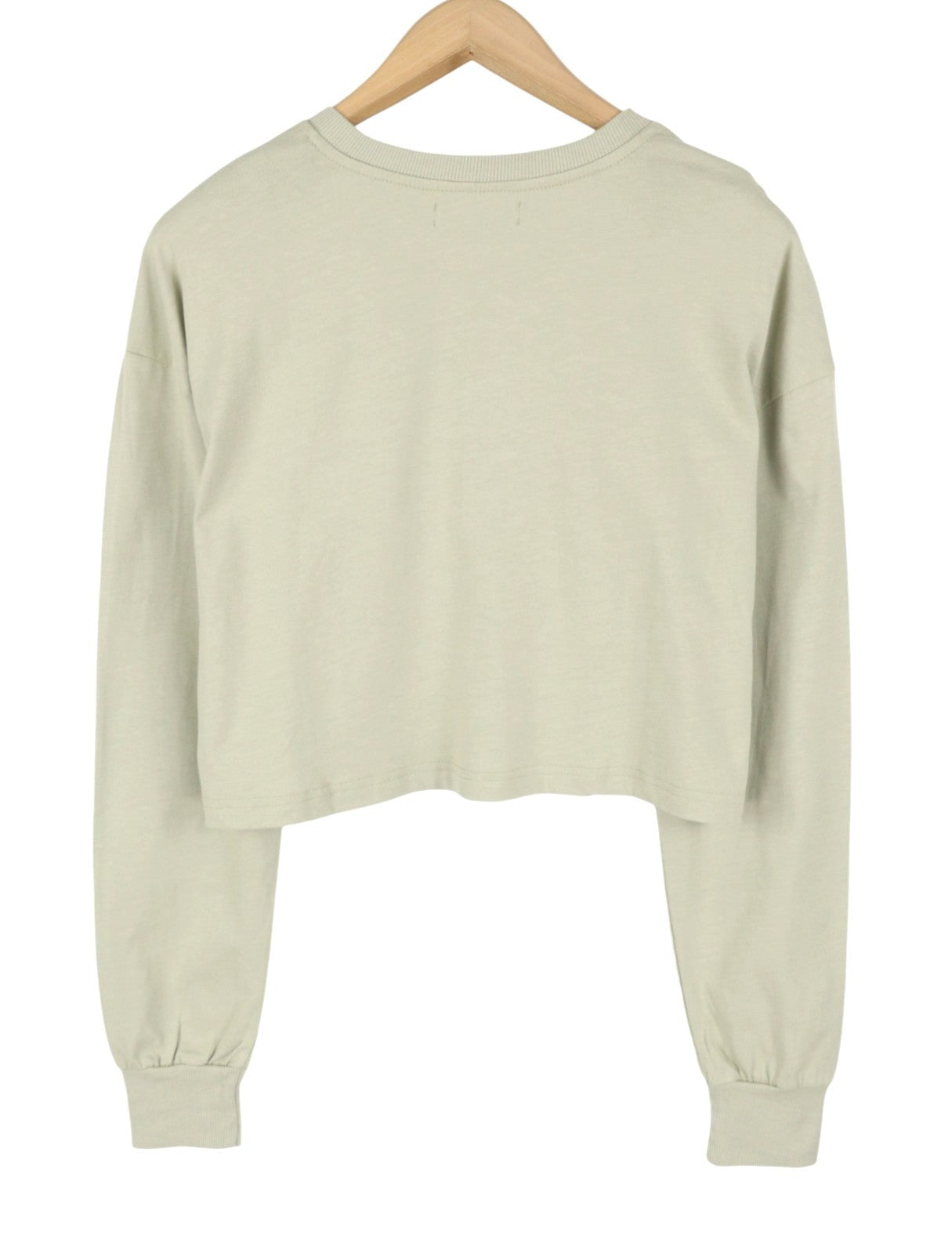 ZIGN Women Sweatshirt L Light Green Crew Neck Cropped Pull On