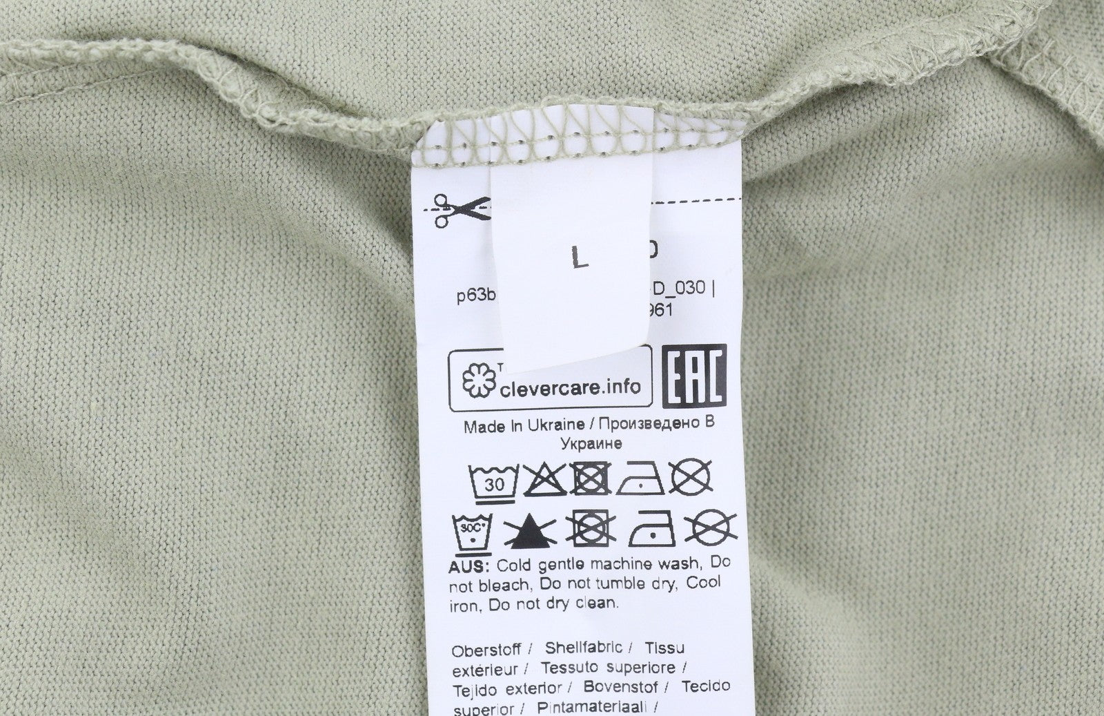 ZIGN Women Sweatshirt L Light Green Crew Neck Cropped Pull On