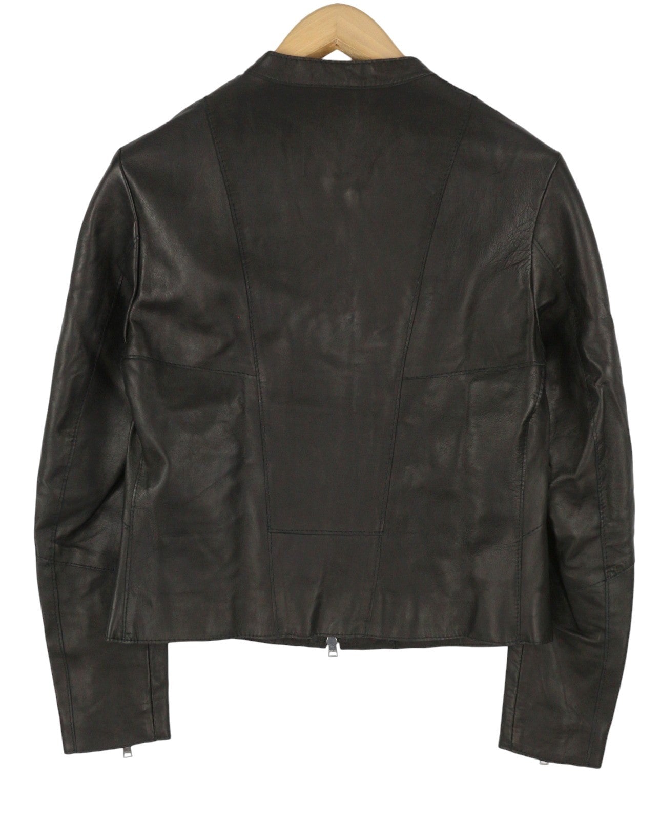 REPLAY Women Jacket S Black Lambskin Leather Lightweight Biker RRP399