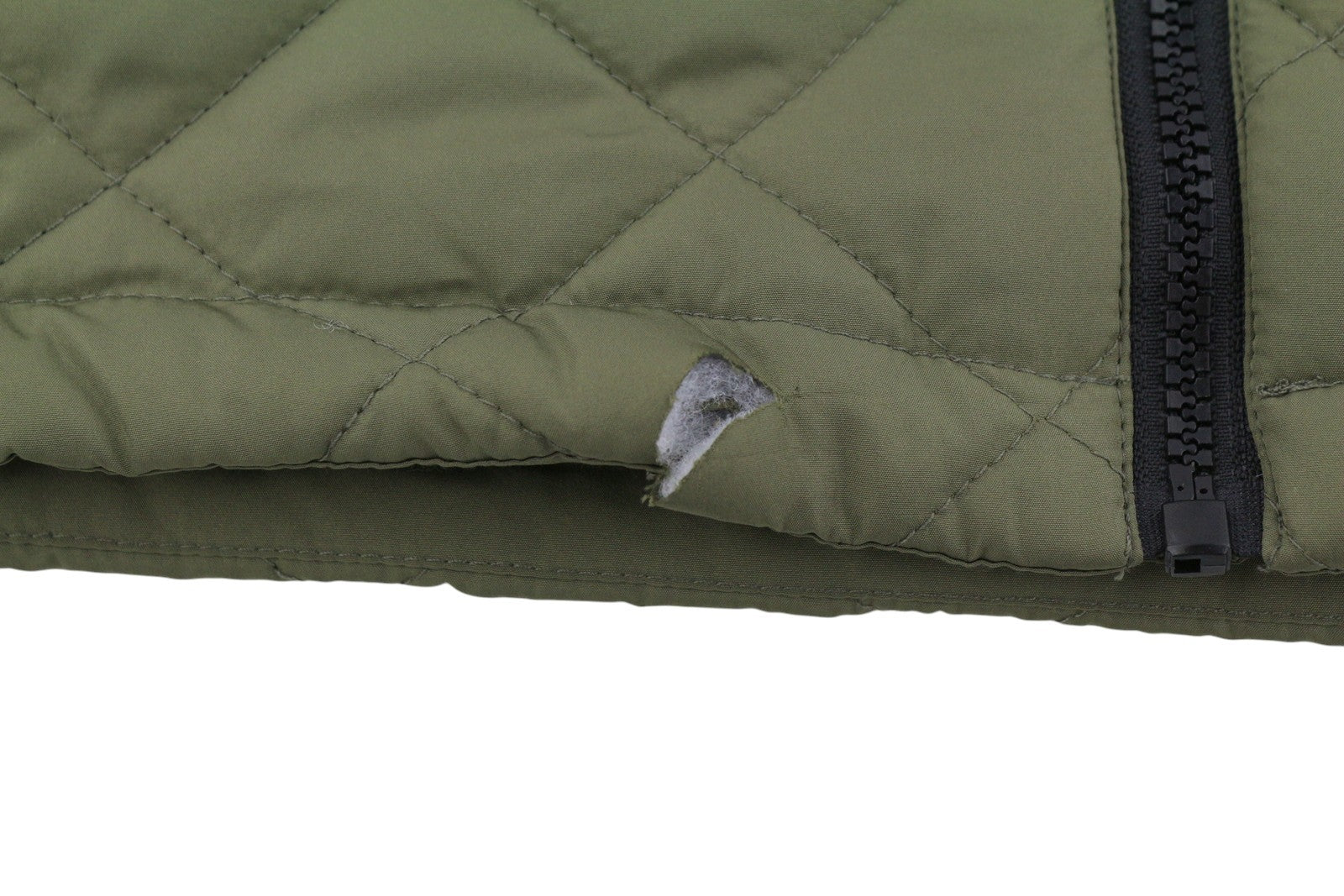 ONLY Sanne Quilted Long Women Jacket M PETITE Khaki Green Padded Mid Length