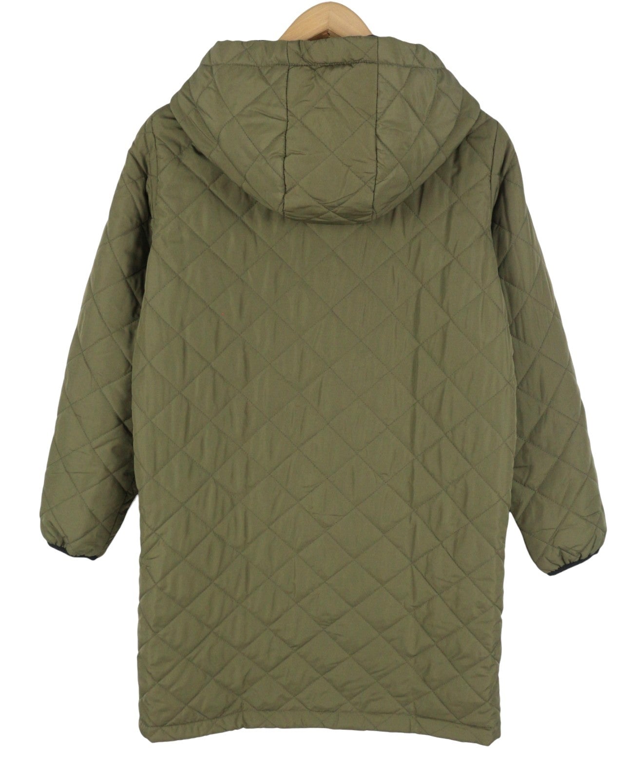 ONLY Sanne Quilted Long Women Jacket M PETITE Khaki Green Padded Mid Length
