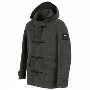 REPLAY Men Coat M Grey Melange Wool Blend Toggles Button Hooded