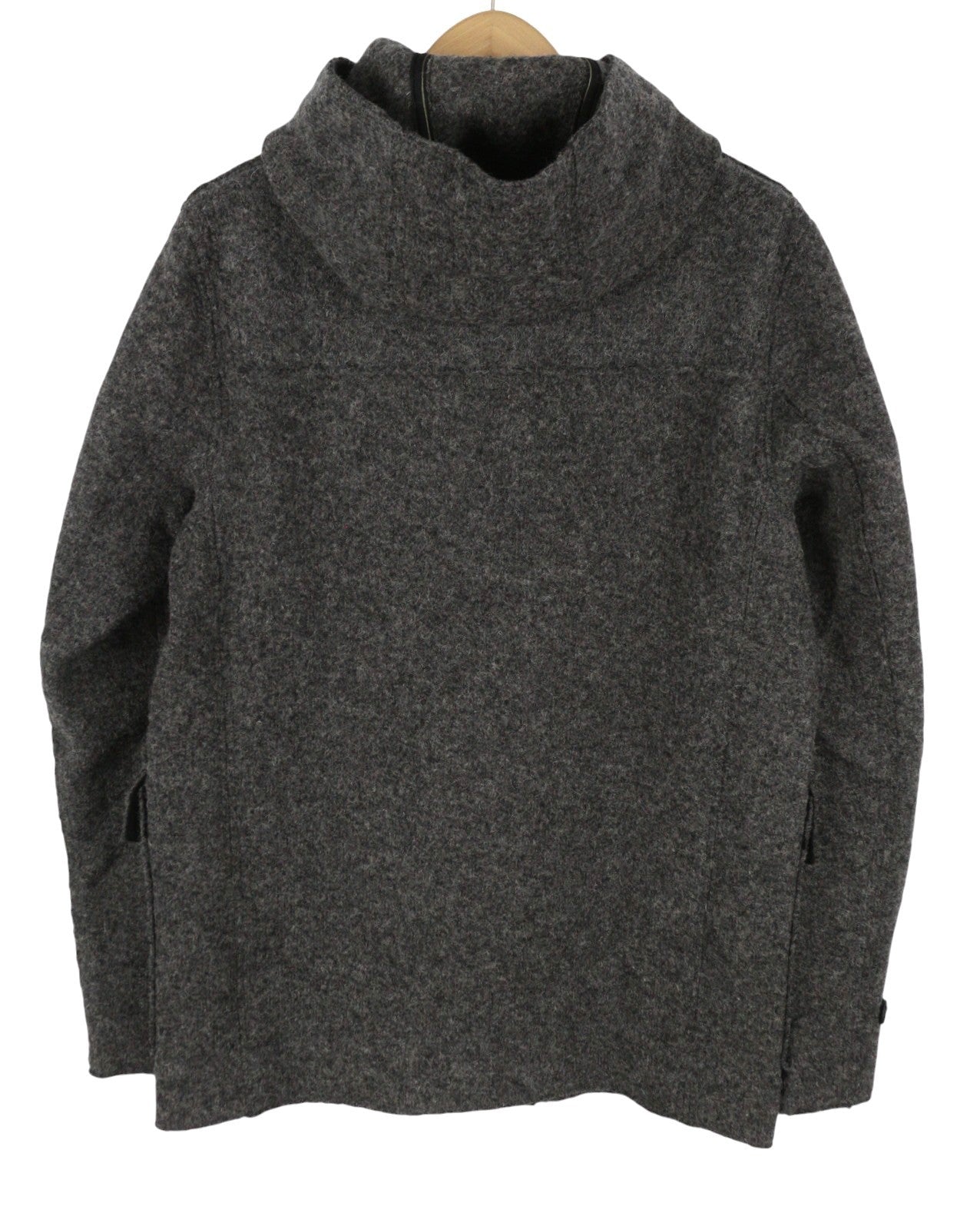 REPLAY Men Coat M Grey Melange Wool Blend Toggles Button Hooded
