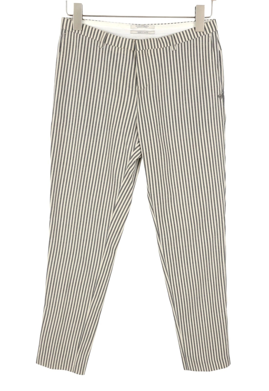 MAISON SCOTCH Women Trousers XS W30 Pinstriped Cropped Skinny Fit Zipper