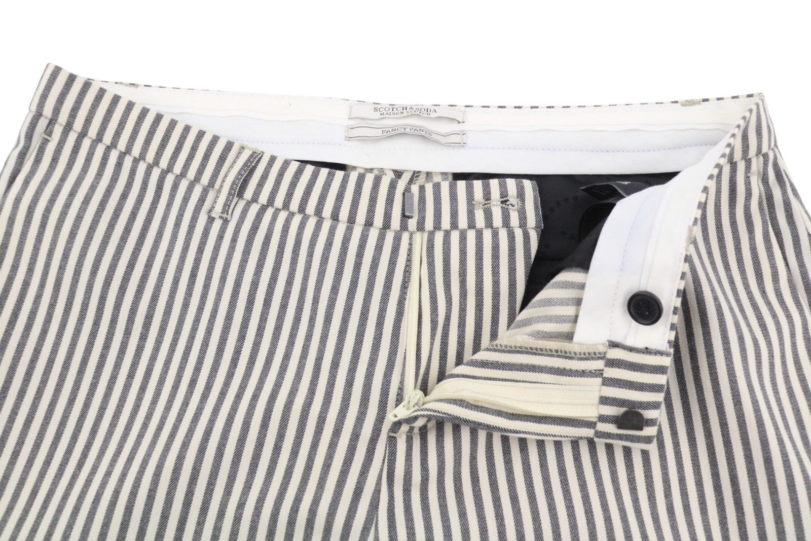 MAISON SCOTCH Women Trousers XS W30 Pinstriped Cropped Skinny Fit Zipper