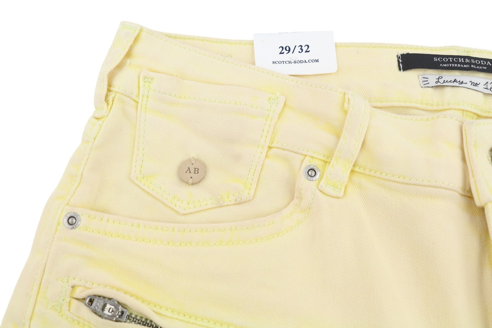 SCOTCH & SODA La Parisienne Women Jeans W29/L32 Yellow Faded Skinny Fit Zip Fly