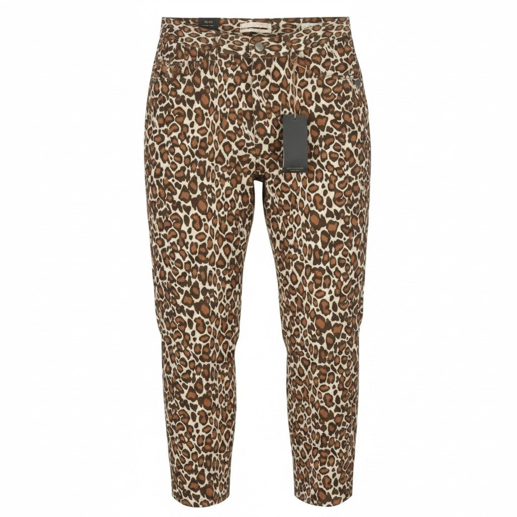 MAISON SCOTCH Bradit Women Trousers W31/L32 Brown Leopard Print Slim Tapered Fit