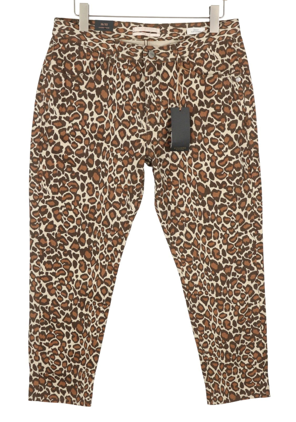 MAISON SCOTCH Bradit Women Trousers W31/L32 Brown Leopard Print Slim Tapered Fit