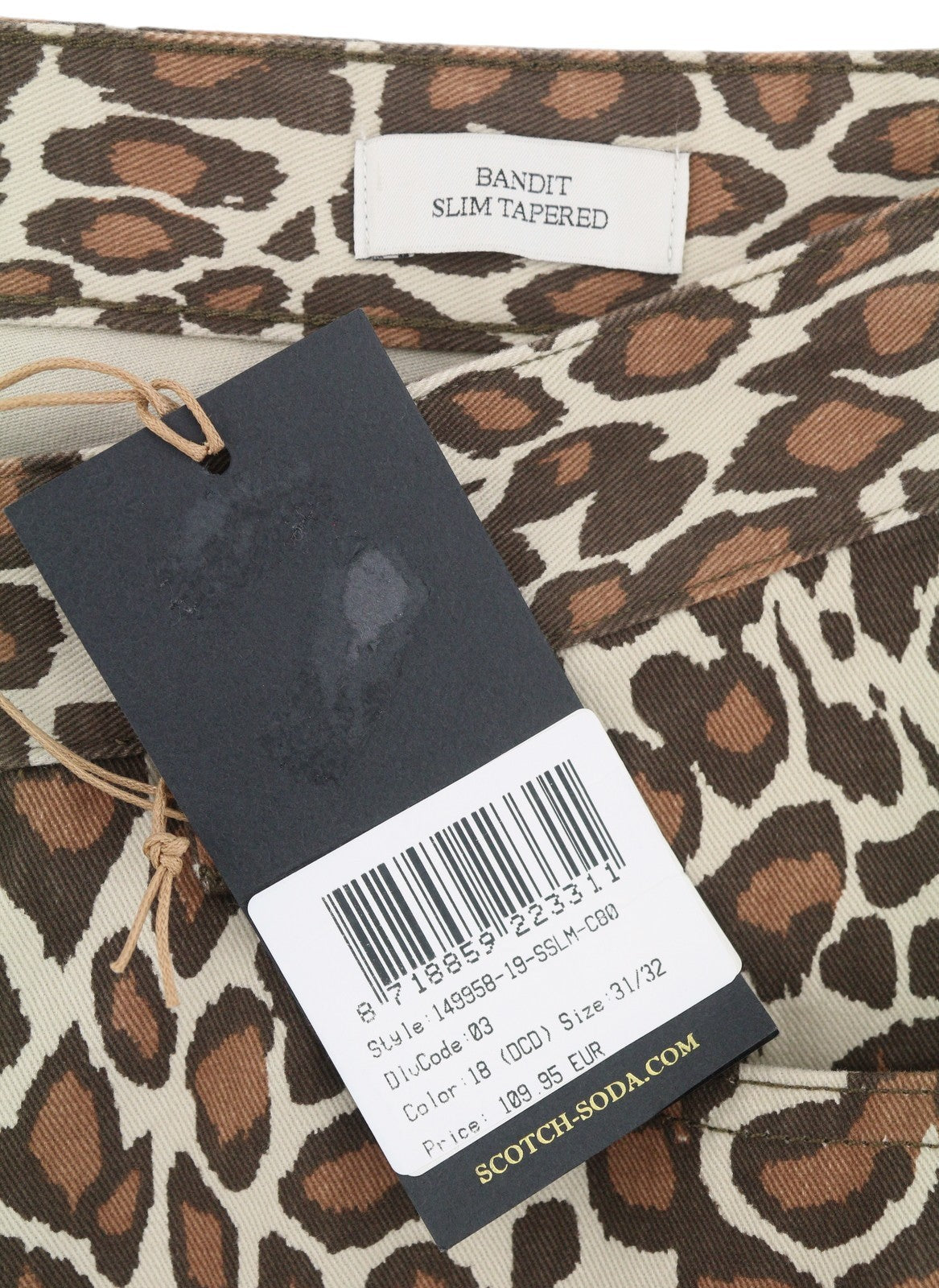 MAISON SCOTCH Bradit Women Trousers W31/L32 Brown Leopard Print Slim Tapered Fit