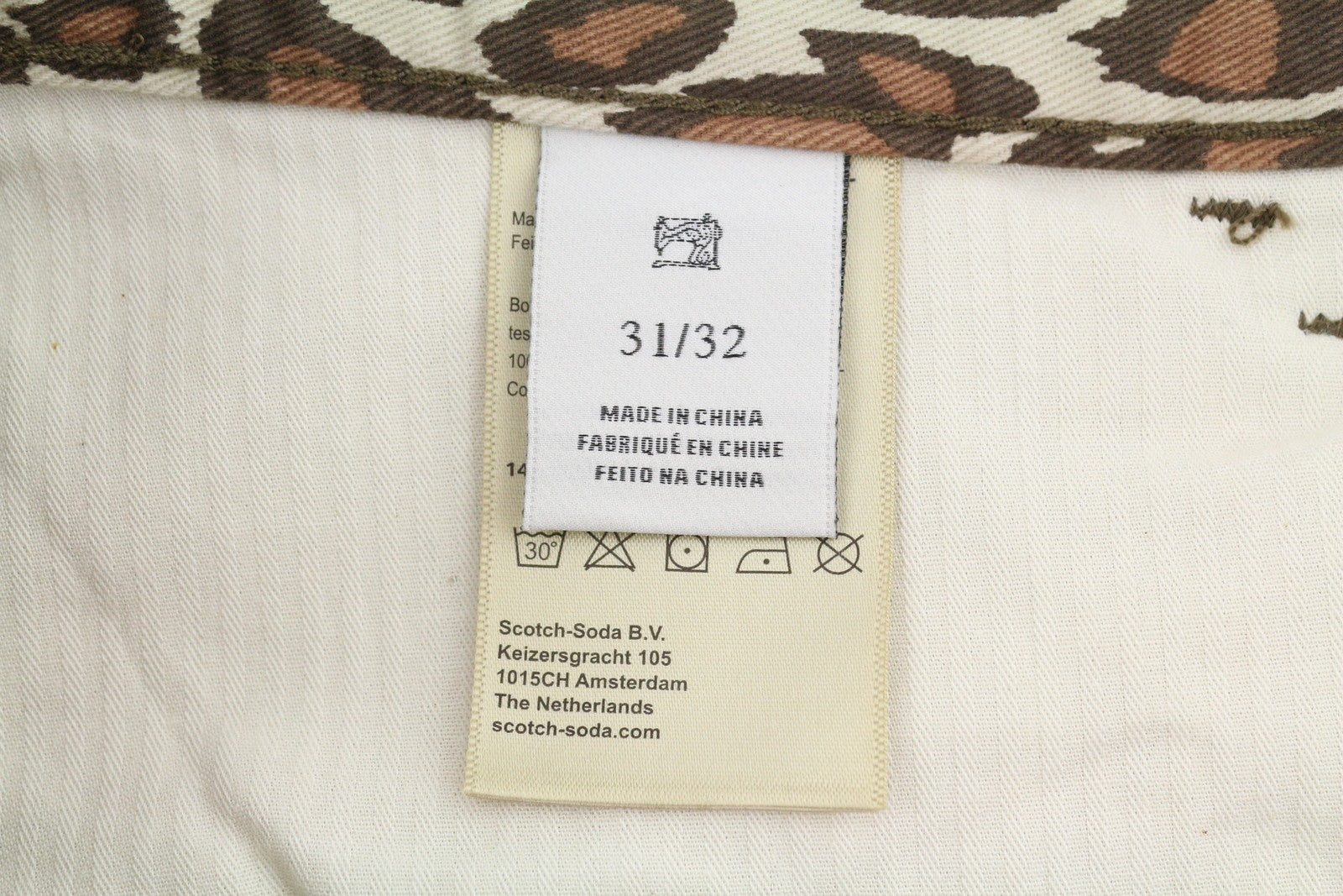 MAISON SCOTCH Bradit Women Trousers W31/L32 Brown Leopard Print Slim Tapered Fit