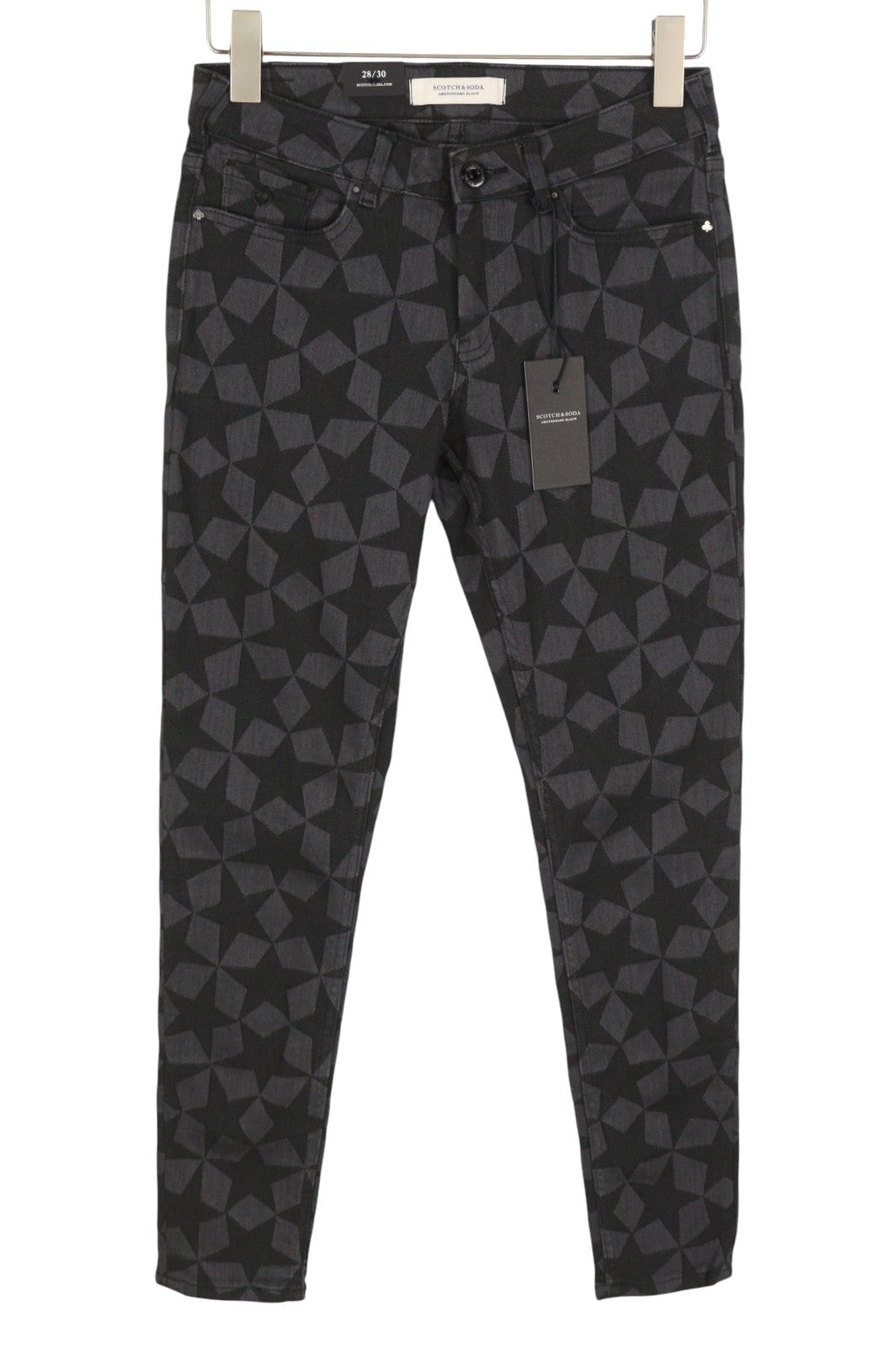 SCOTCH & SODA La Bohemienne Women Jeans W28/L30 Black Stars Mid Rise Skinny Fit