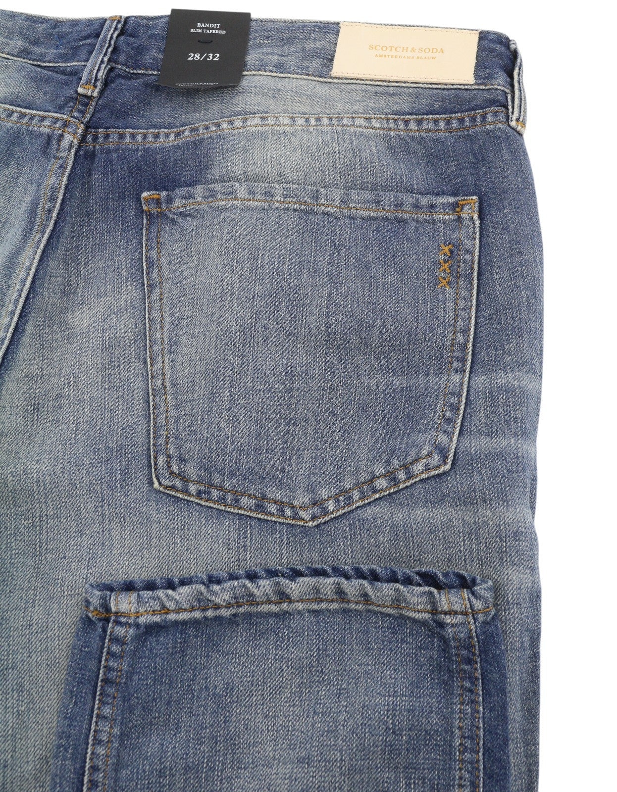 SCOTCH & SODA Bandit Women Jeans W28/L32 Blue Linen Blend Slim Tapered Fit Crop