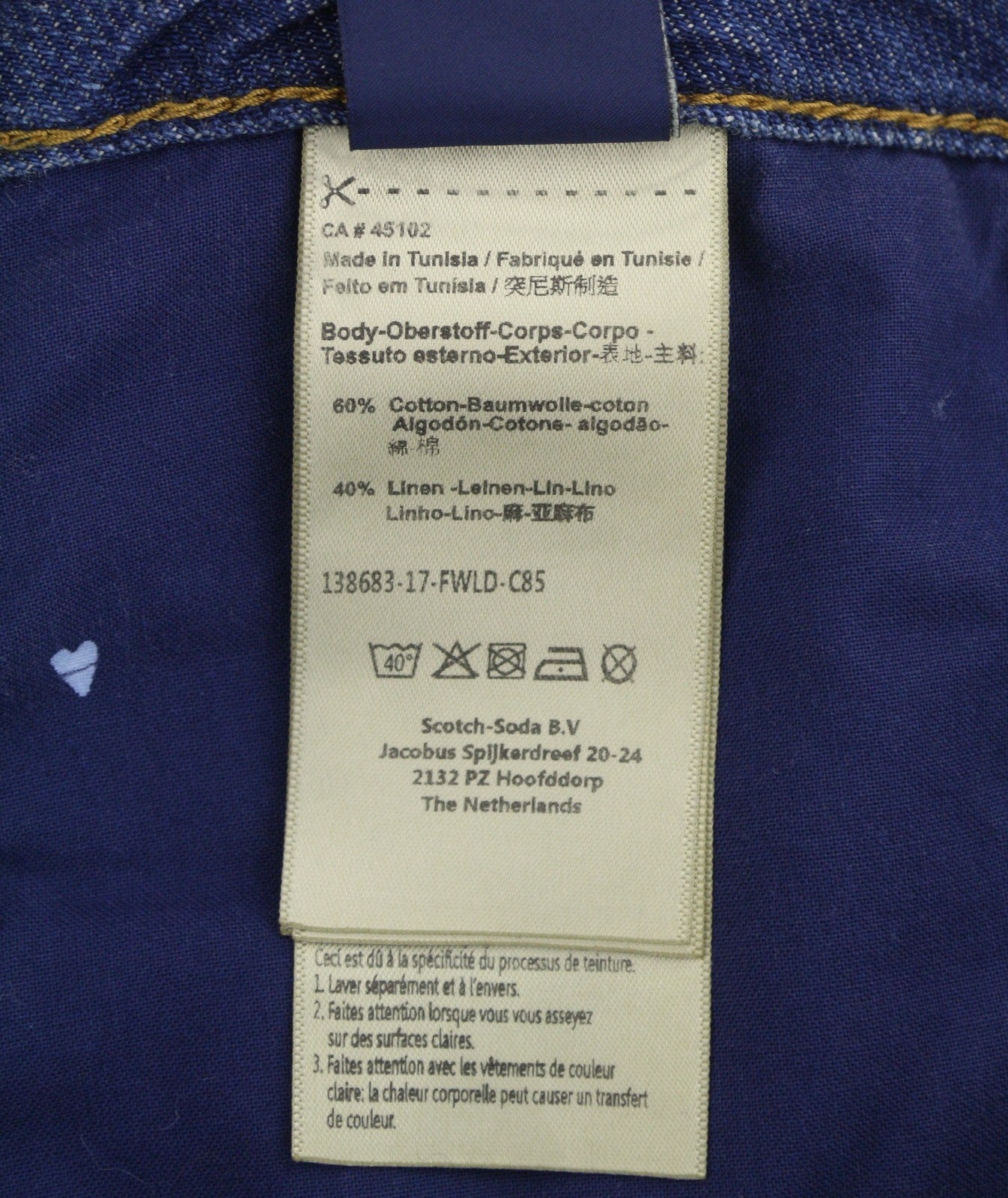 SCOTCH & SODA Bandit Women Jeans W28/L32 Blue Linen Blend Slim Tapered Fit Crop