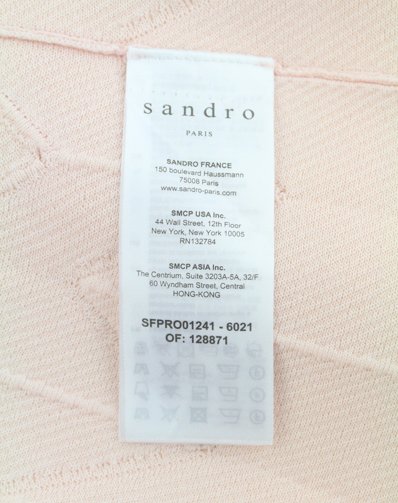 SANDRO Esmera Women Dress 40 L Light Pink Textured Ribbed Short Sleeved RRP370