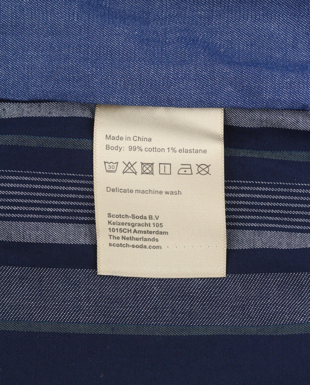 SCOTCH & SODA Men Jacket M Blue Pinstriped Button-Up Notch Neck Lightweight