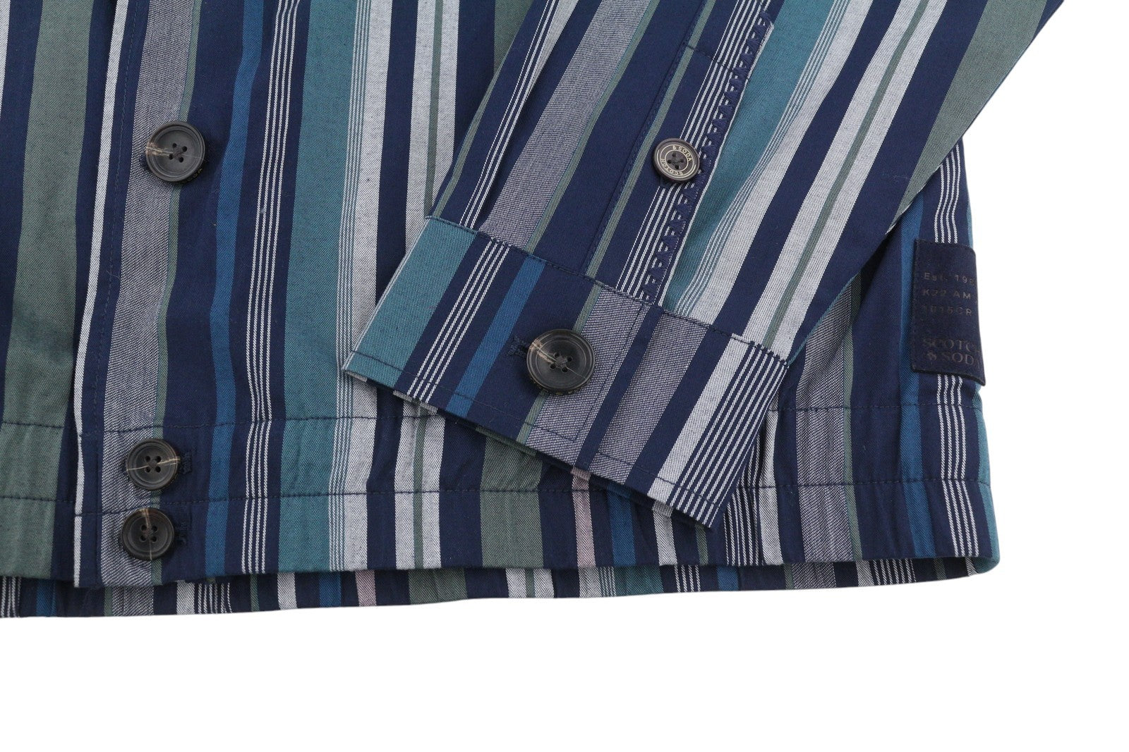 SCOTCH & SODA Men Jacket M Blue Pinstriped Button-Up Notch Neck Lightweight