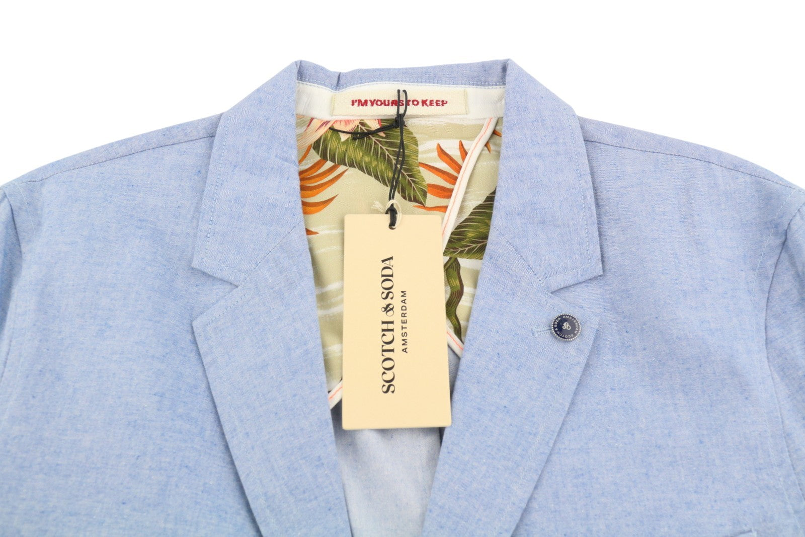 SCOTCH & SODA Men Blazer M Blue Melange Notch Lapel Half Lined 3 Buttons