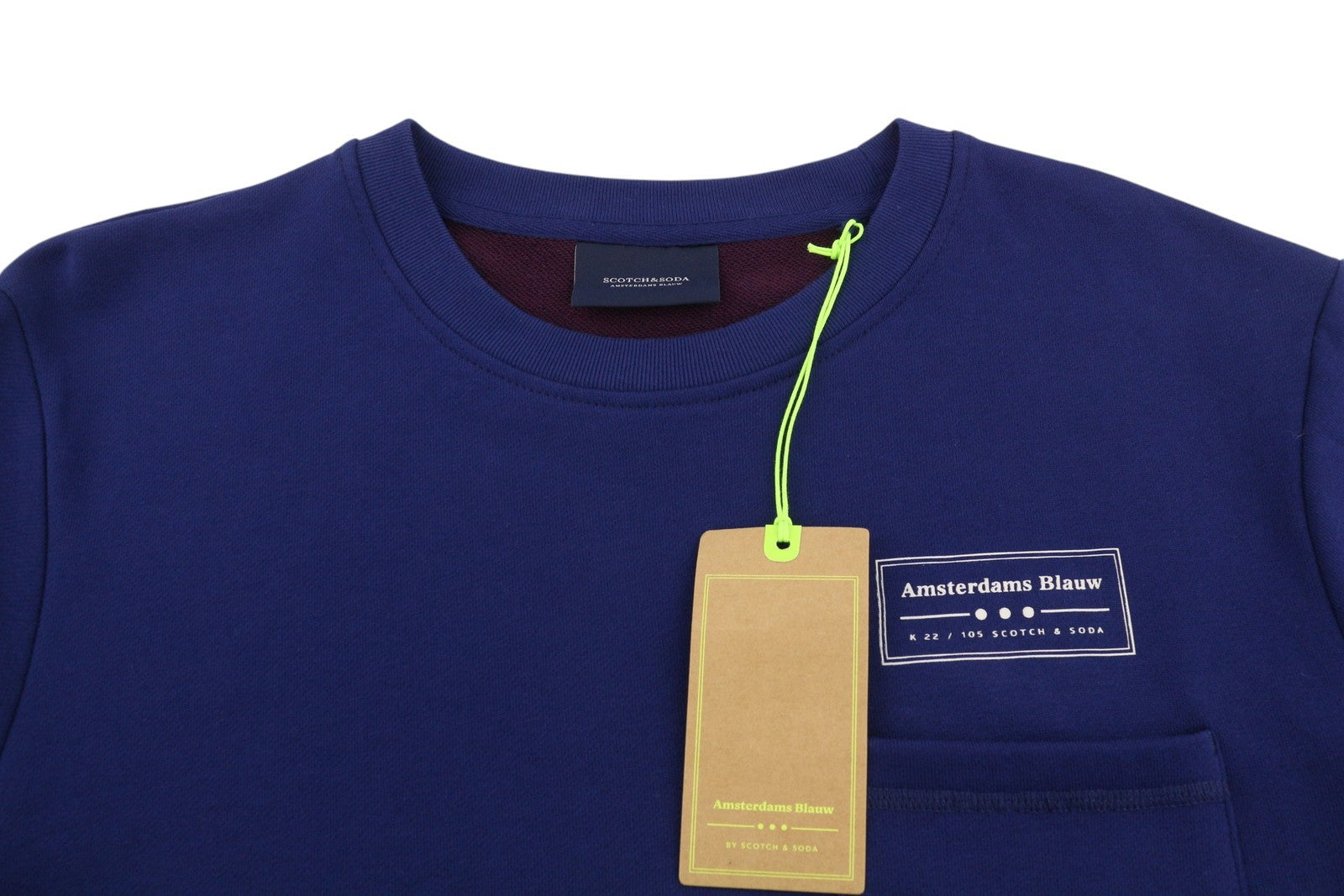 SCOTCH & SODA Men Sweatshirt L Blue Patch Pocket Crew Neck Pull On