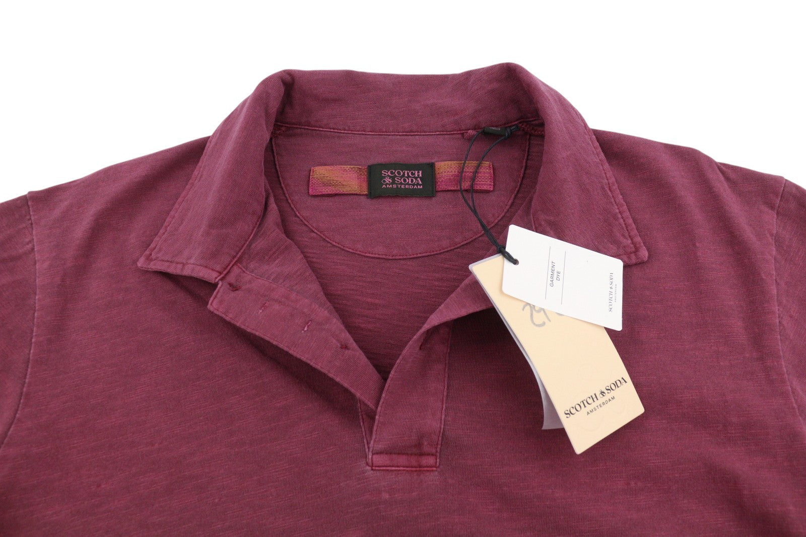 SCOTCH & SODA Men Polos M Burgundy Garment Dye Melange Short Sleeve T-Shirt