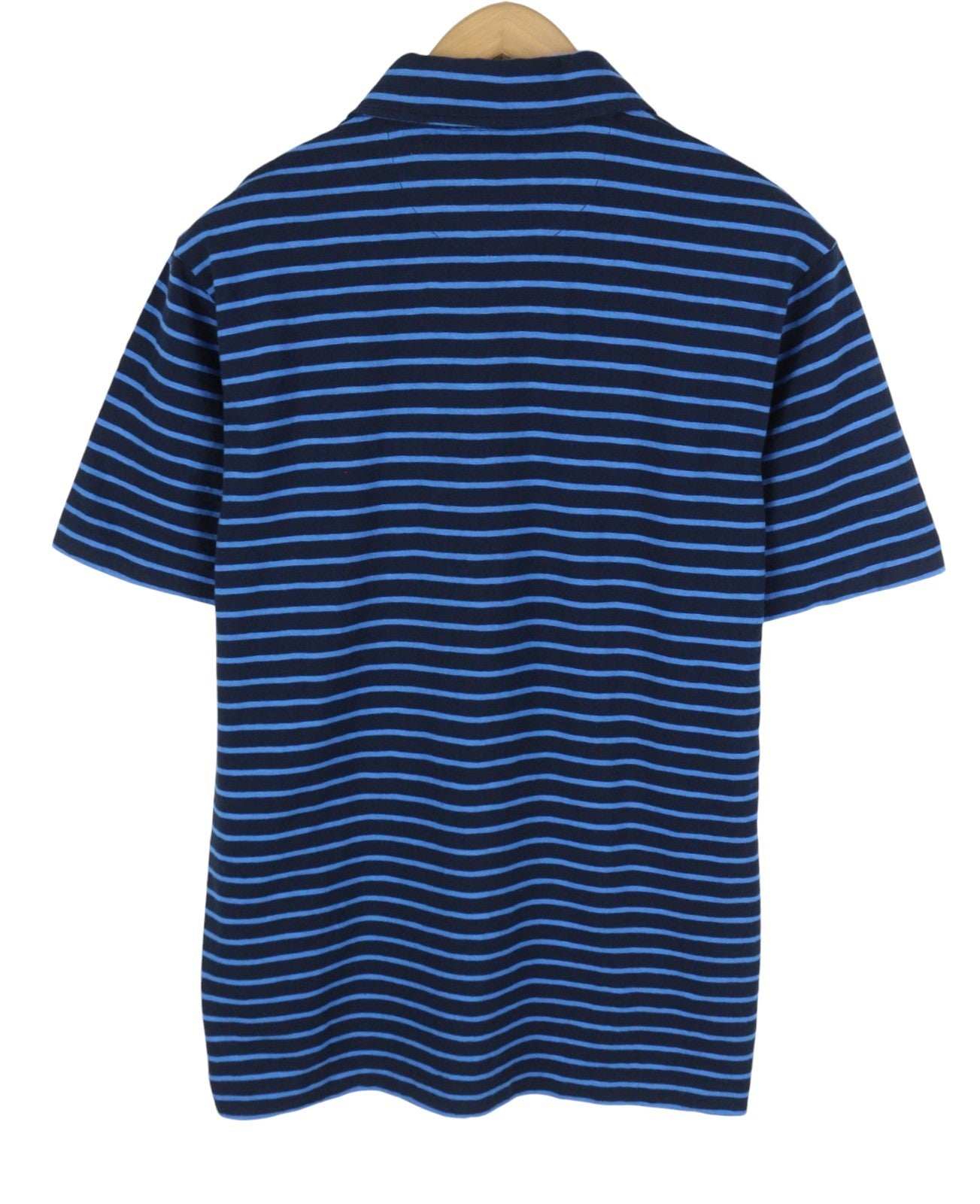 SCOTCH & SODA Men Polos M Blue Striped Cotton Short Sleeve T-Shirt