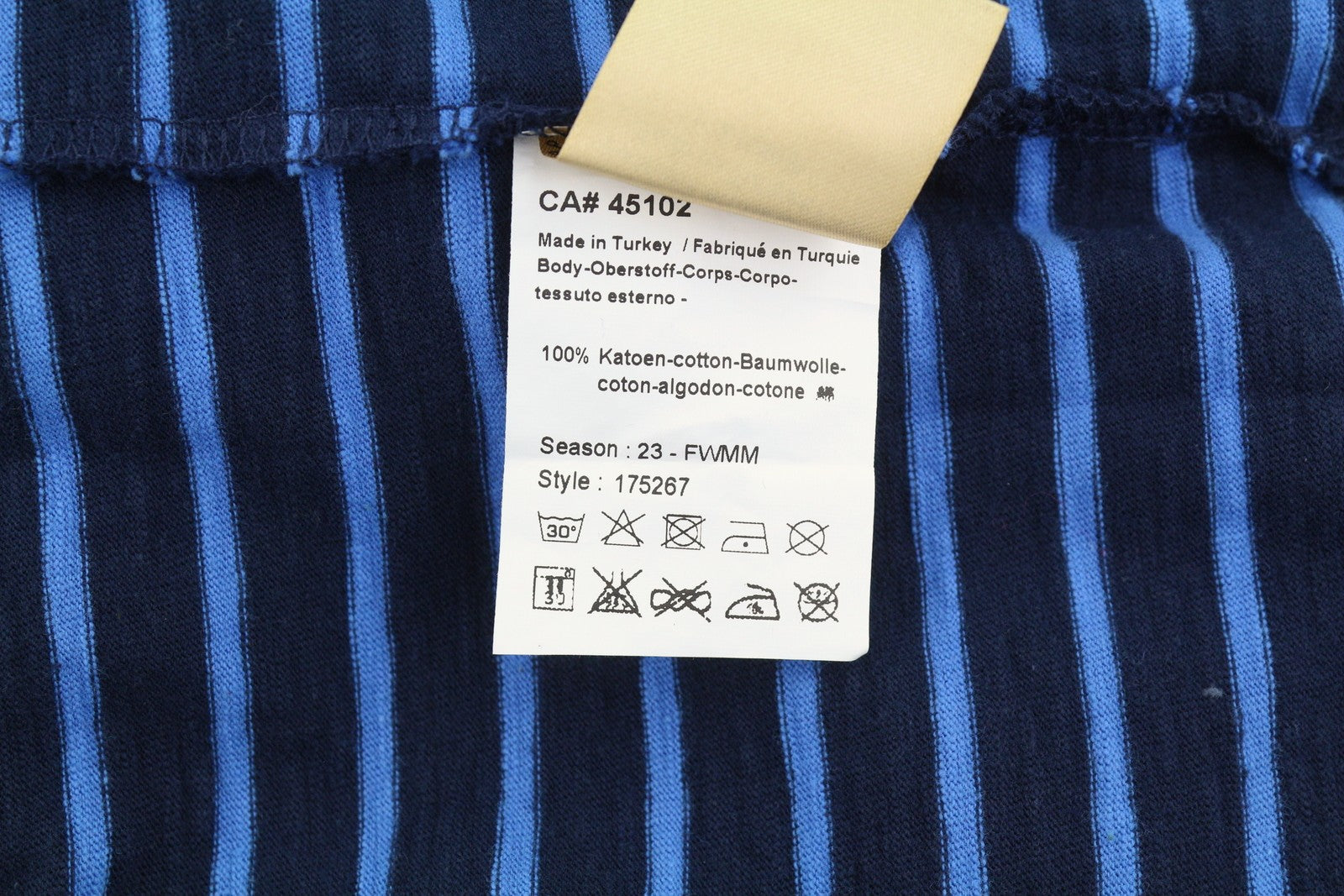 SCOTCH & SODA Men Polos M Blue Striped Cotton Short Sleeve T-Shirt