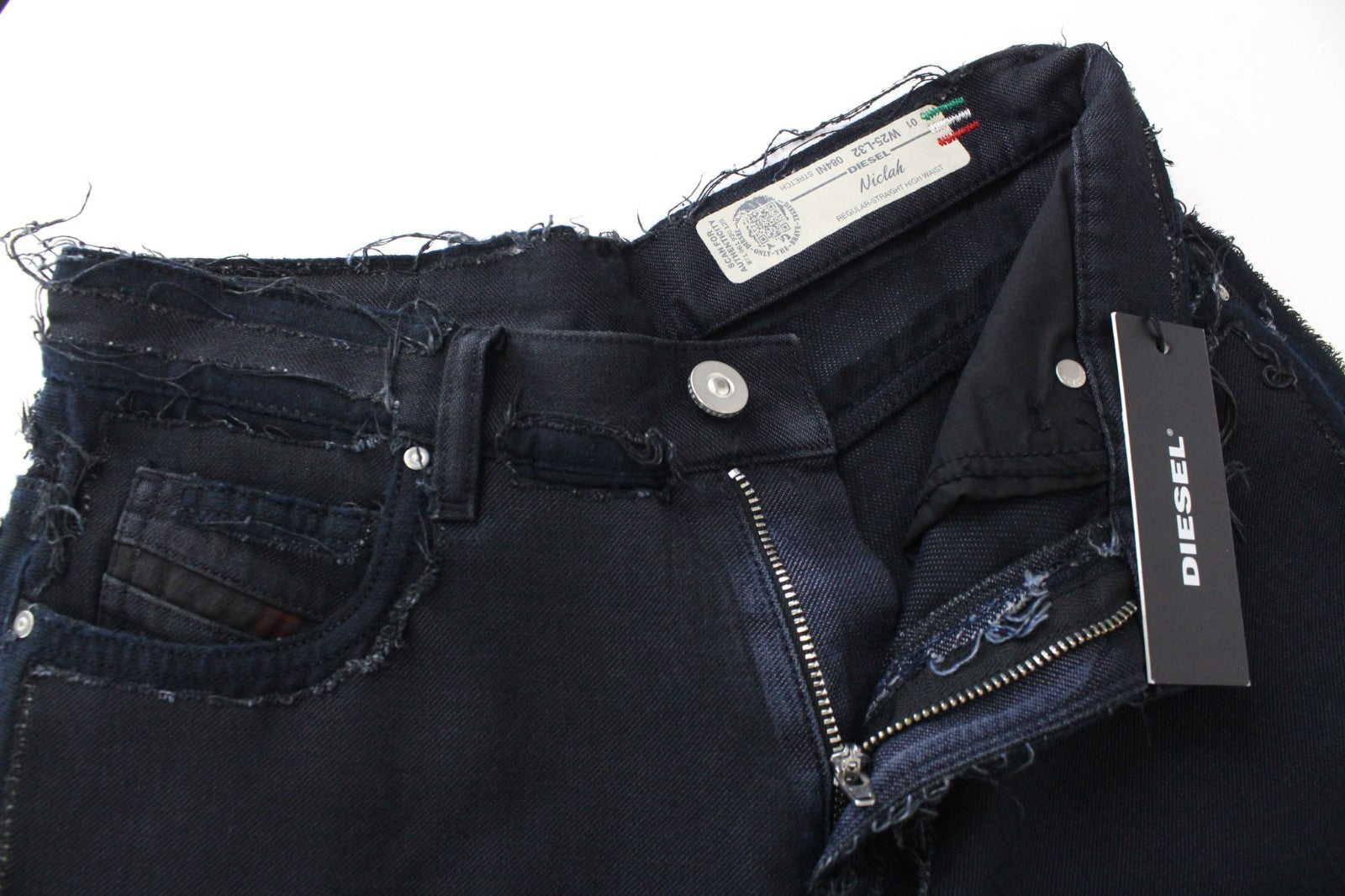 DIESEL Niclah 084NI Women Jeans W25/L32 Straight Blue Cotton Blend High Waisted