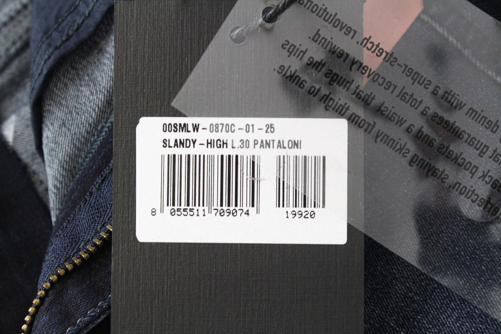 DIESEL Slandy-High 0870C Women Jeans W25/L30 Super-Skinny Blue Cotton Stretch