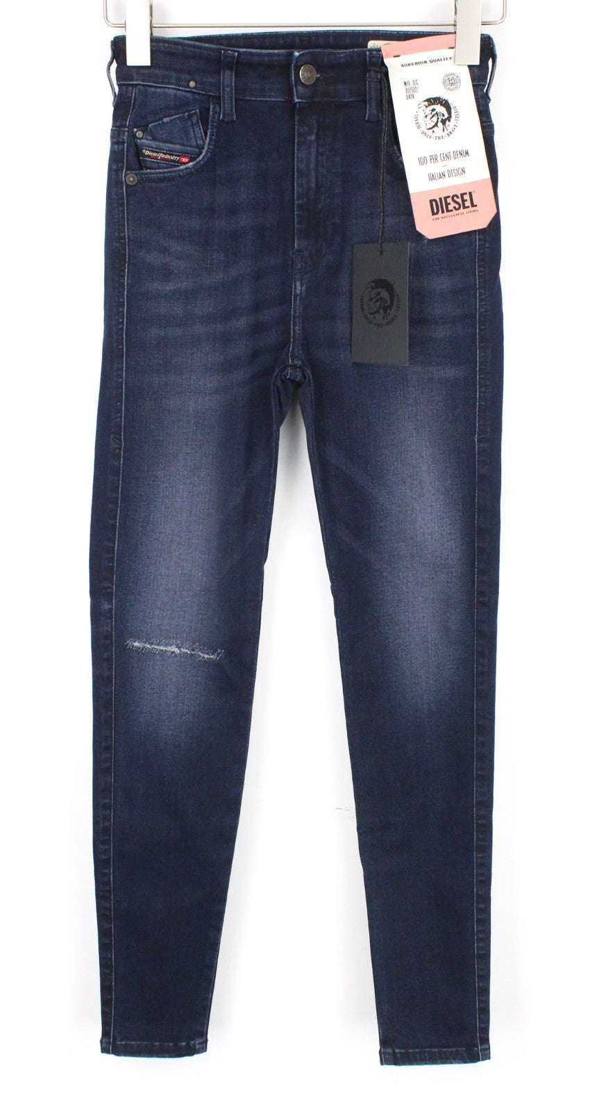 DIESEL Slandy-High 0870C Women Jeans W25/L30 Super-Skinny Blue Cotton Stretch