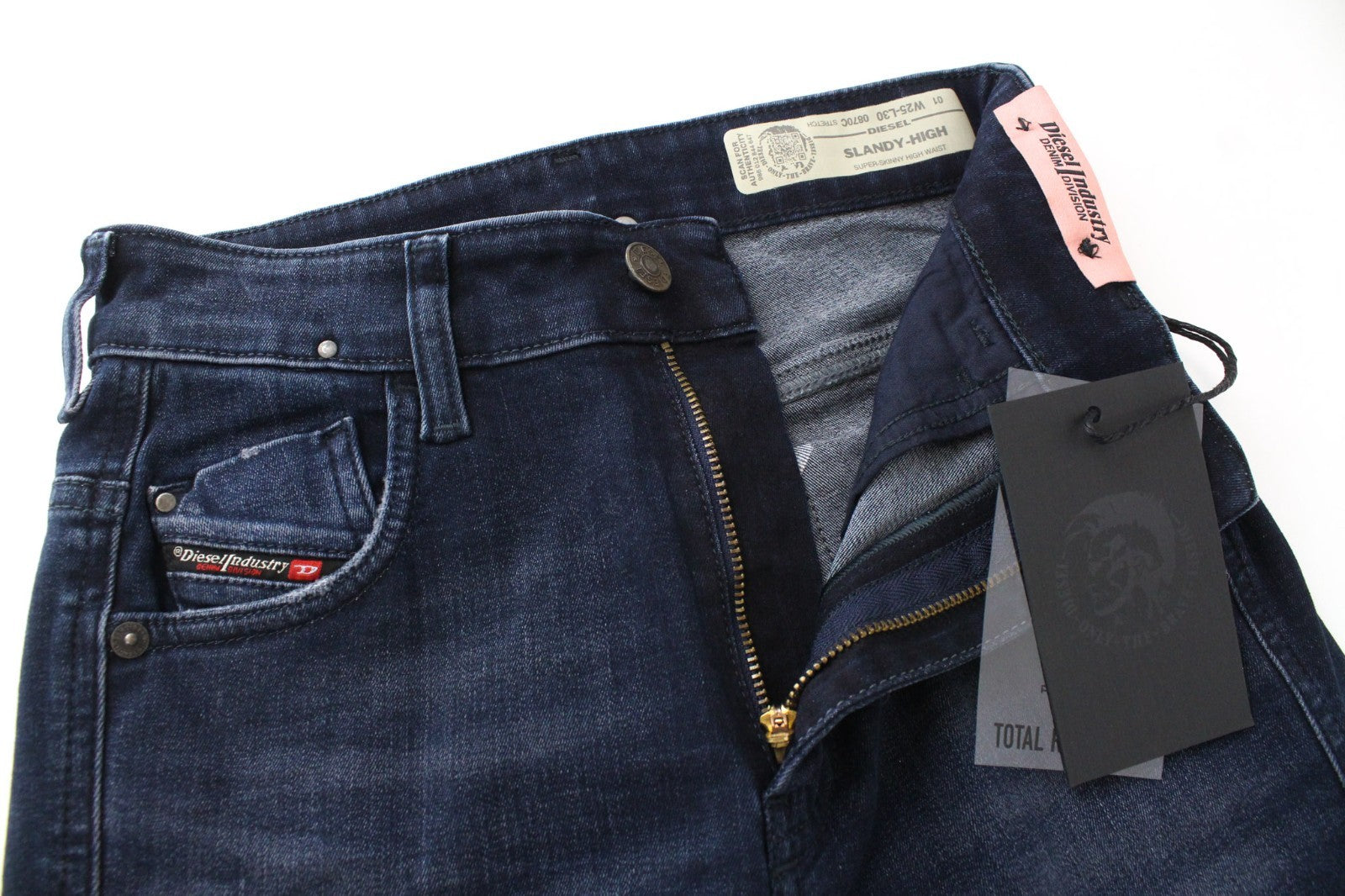 DIESEL Slandy-High 0870C Women Jeans W25/L30 Super-Skinny Blue Cotton Stretch