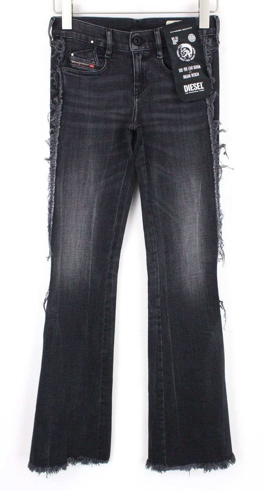DIESEL D-Ebbey-F 081AH Women Jeans W23/L32 Bootcut Dark Grey Cotton Stretch